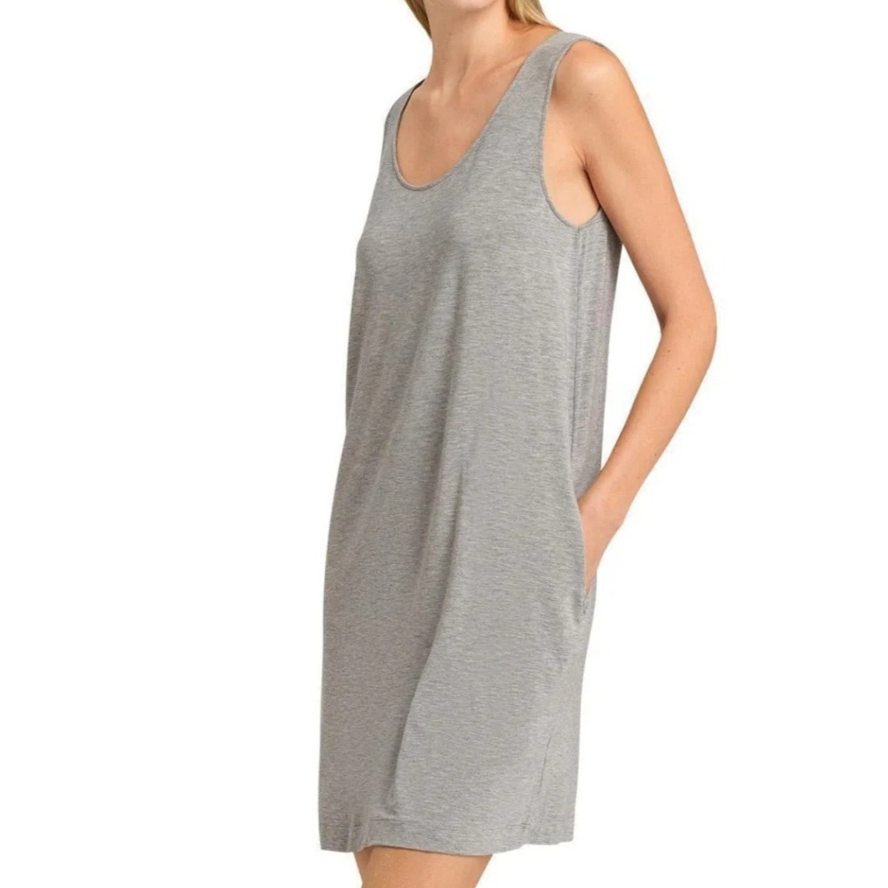 Hanro Natural Elegance Tank Nightgown Sz S Heathered Grey Sleep Sleeveless